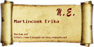 Martincsek Erika névjegykártya
